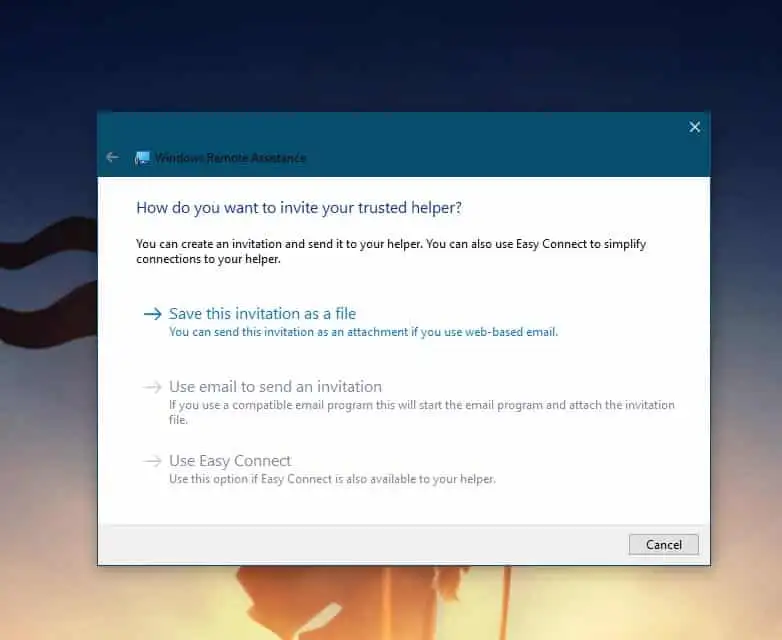 MSRA Windows Remote Assistance screen MSRA Windows Remote Assistance screen 3