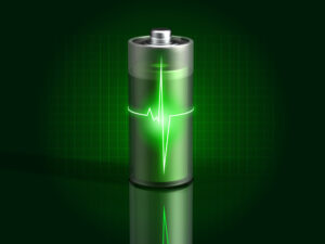 glowing green battery charging