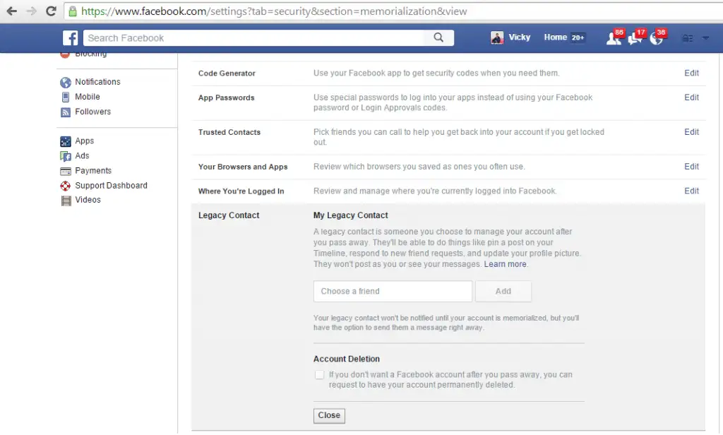 Untitled Facebook legacy contact Feature