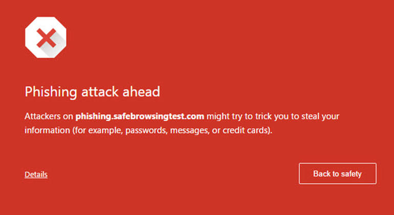 chrome phishing alert