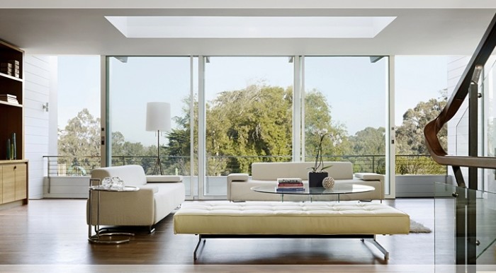 wooden floor living rooms with skylights big glass window