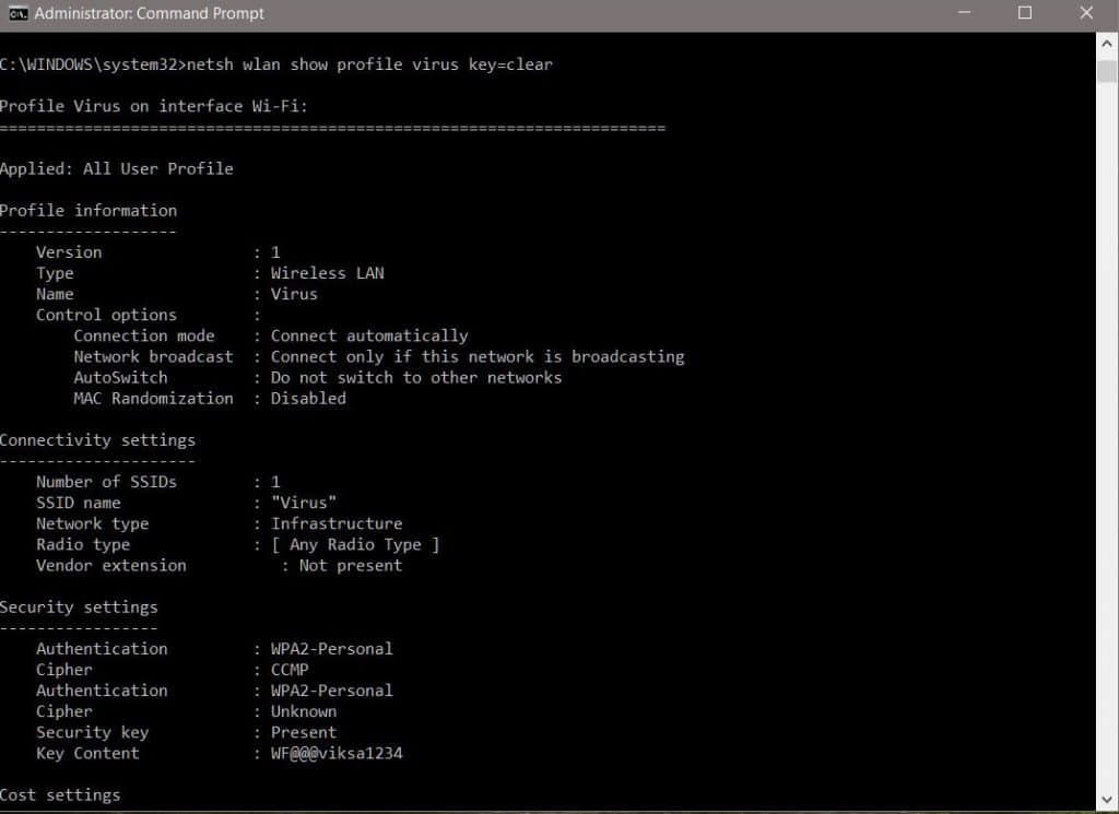 Encuentre contraseñas de Wi-Fi de todas las redes usando CMD - 2-comprimido