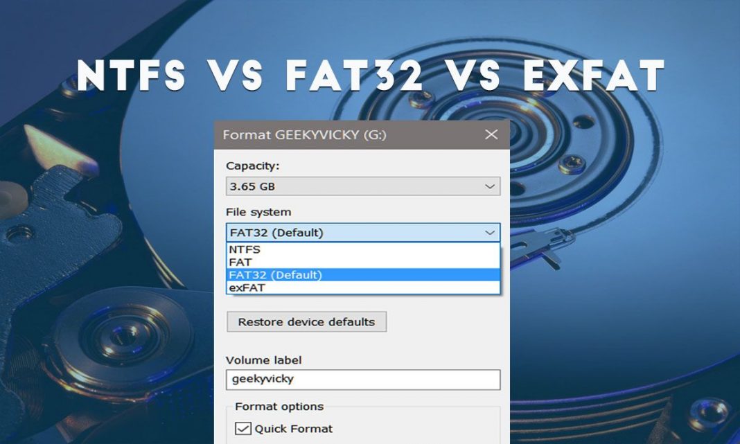 Difference between NTFS, FAT32, and exFAT File system