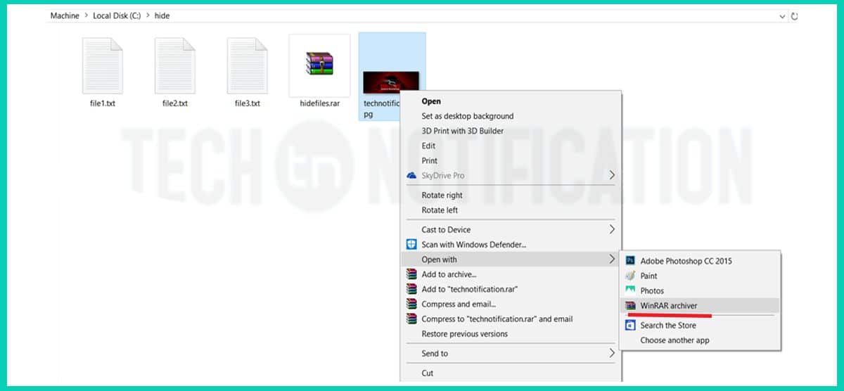 unhide hidden files- Hide Files inside Image-compressed