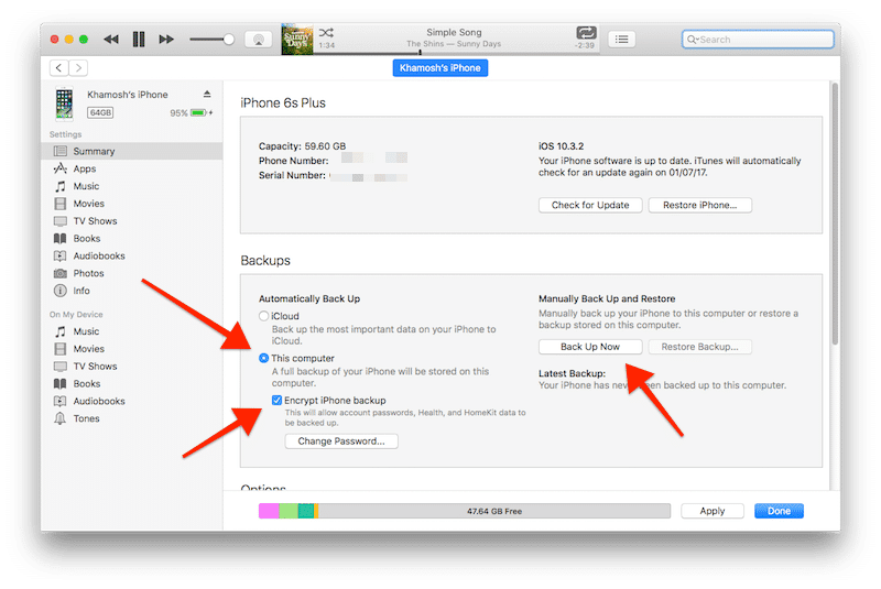 make encrypted ios backups