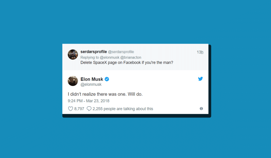 Elon musk removed Facebook page of tesla and spaceX
