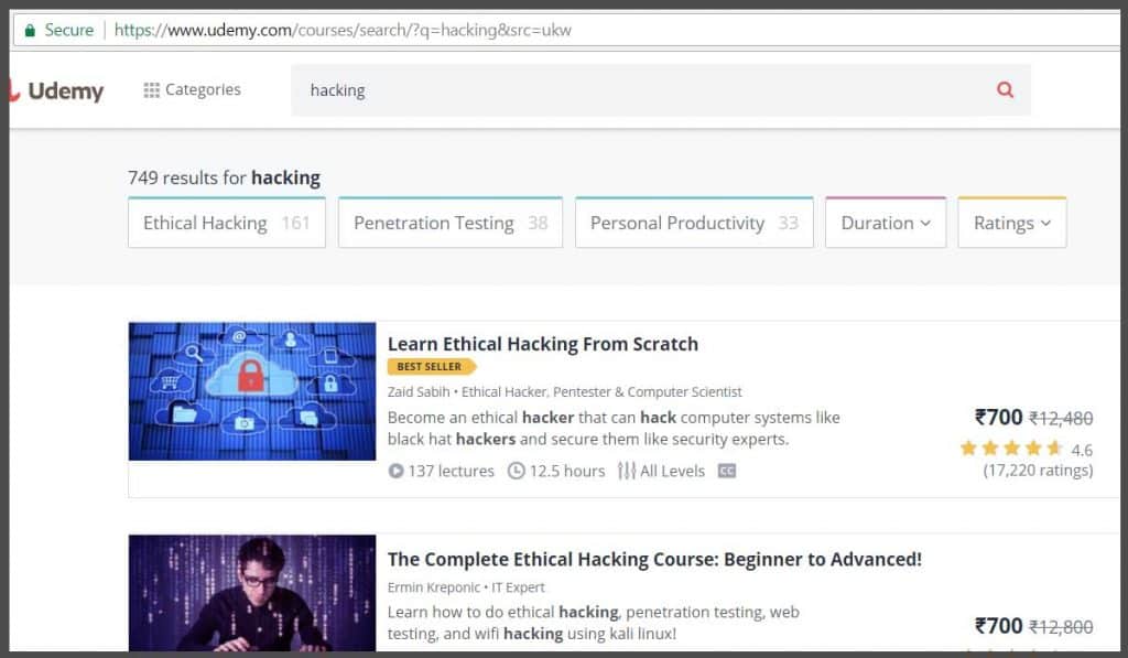 Udemy - Best Website to learn ethical hacking