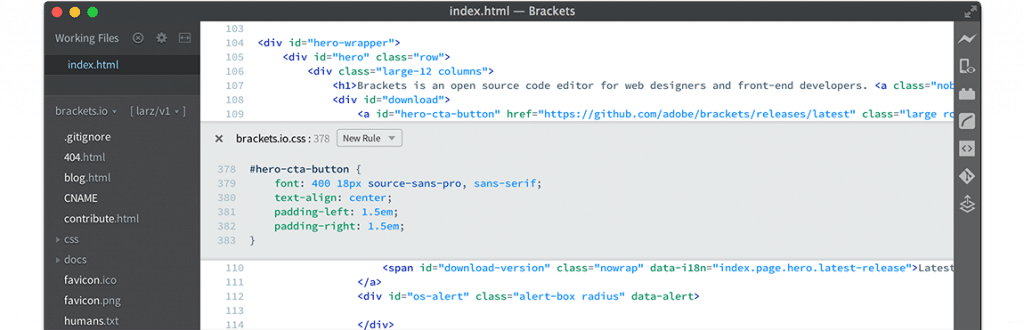 brackets code editor