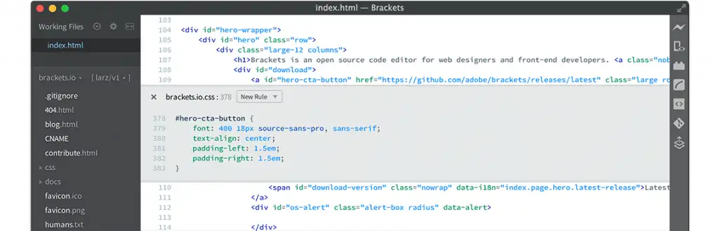 brackets code editor brackets code editor
