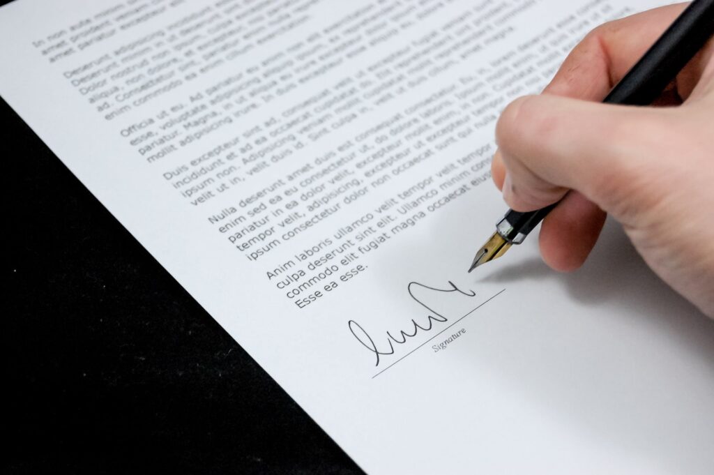document agreement documents sign