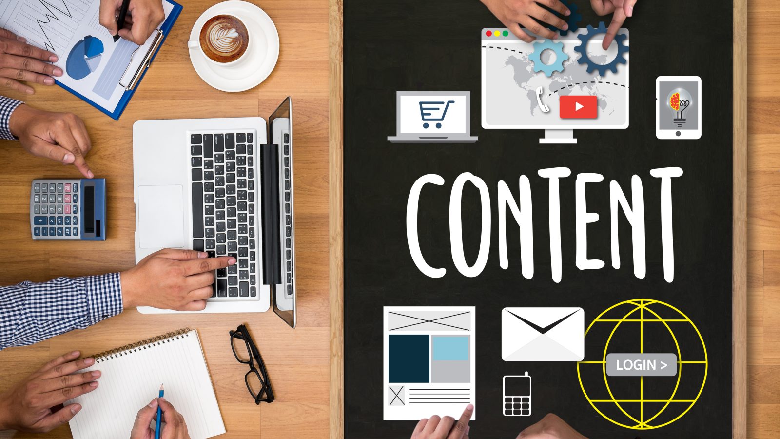 Content marketing, online concept , Content Data Blogging Media