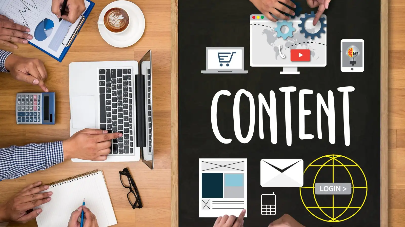 Content marketing, online concept , Content Data Blogging Media