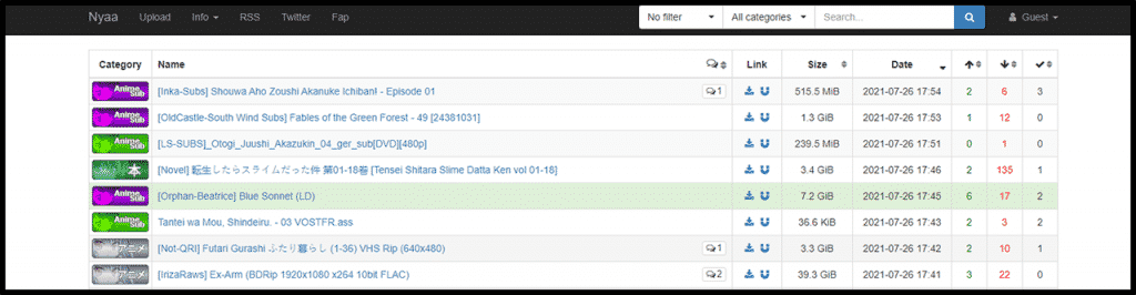 NYAA - Site Web Anime Torrent