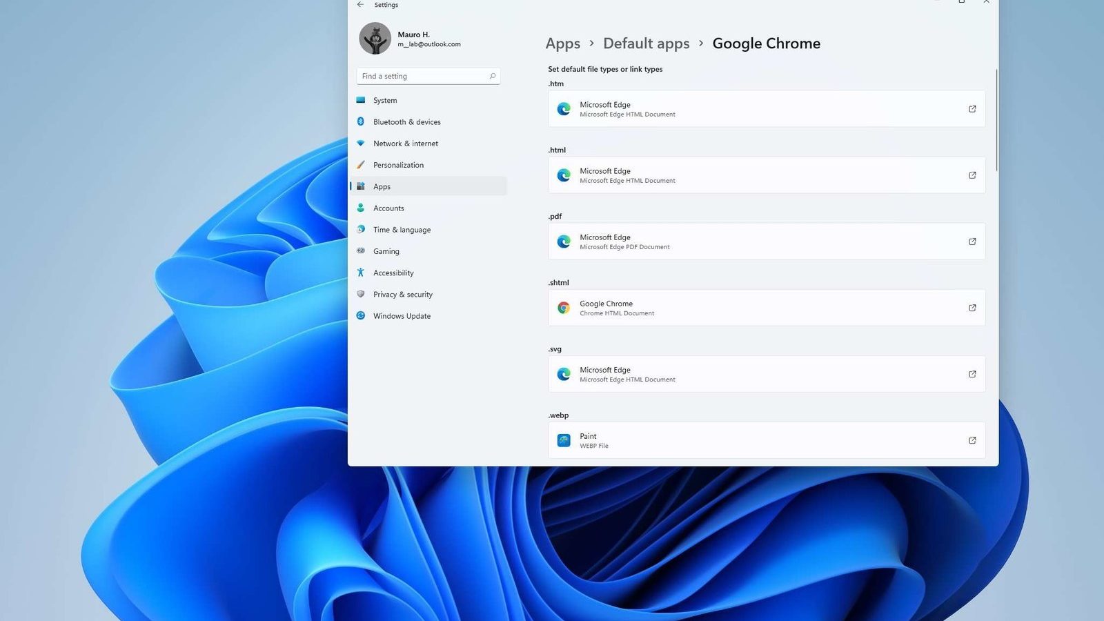 Default browser Windows 11