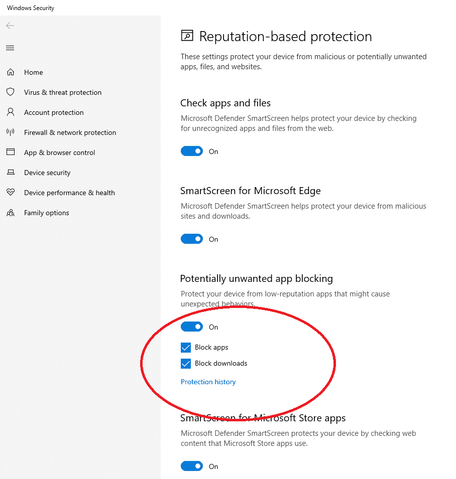 reputation based protection windows 10