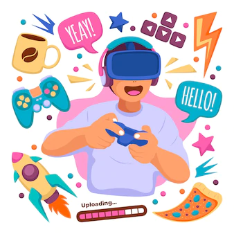 VR gaming cartoon