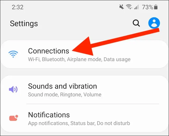 tap the connections option