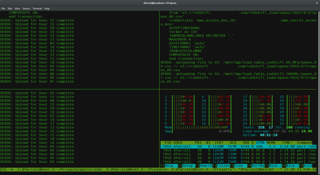 tmux panes