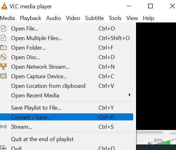 change video format with vlc