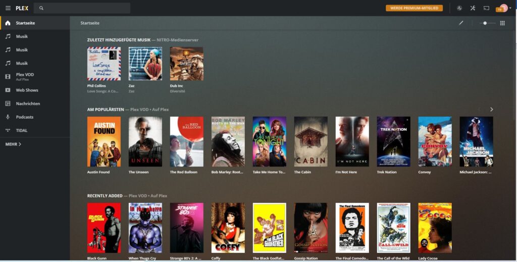 plex media server benutzeroberfläche